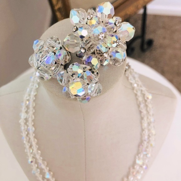 Vintage Deco Rhinestone Aurora Borealis Jewelry Lot - Picture 12 of 14